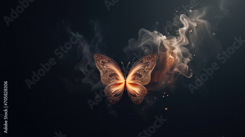 Magical creature butterfly concept with copy space on black background © PaulShlykov