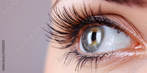 Close-up of Human Eye with Long Lashes for Beauty and Vision Concepts