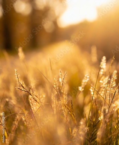 Countryside field background  wheat leaves macro photography at golden hour