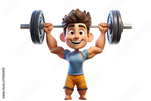 Realistic weightlifter isolated on transparent background, Generative Ai