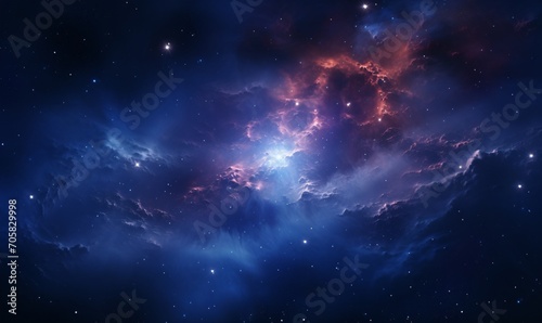 A vibrant and colorful space scene with a purple and red nebula Generative AI photo