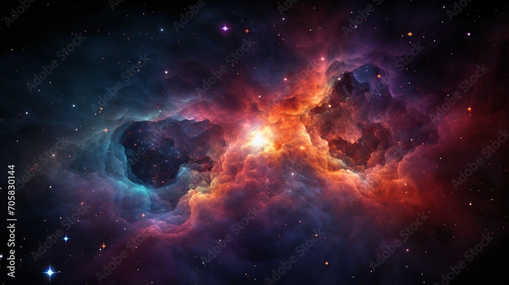 A vibrant and colorful space nebula Generative AI