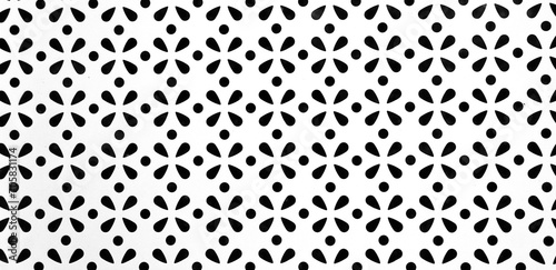 Seamless pattern with geometric ornament. Monochrome Black and white decorative. Abstract background and texture. beautiful patterns, space for work, banner, wallpaper close up. Horizontal.