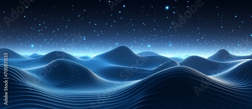 A serene nighttime scene with a blue ocean and a starry sky Generative AI © Bipul Kumar