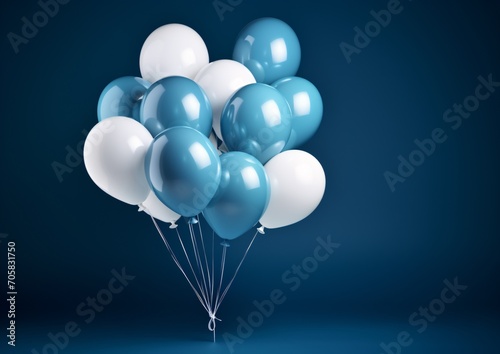 Blue and White Balloons in the Air Generative AI