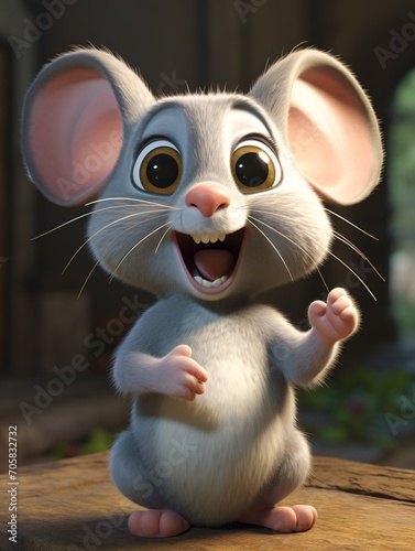 A cute cartoon mouse with a big smile and a big mouth Generative AI