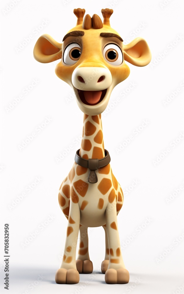 A happy giraffe with a brown belt and a smile on its face Generative AI A happy giraffe with a brown belt and a smile on its face Generative AI