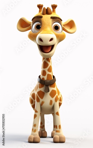A happy giraffe with a brown belt and a smile on its face Generative AI
