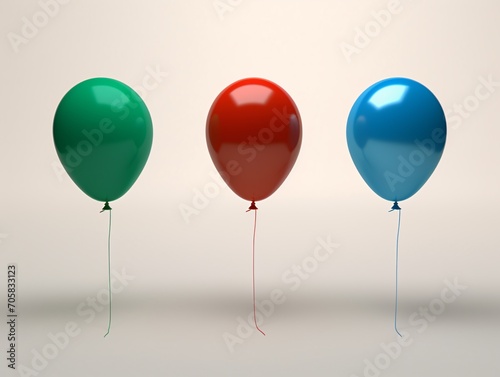 Three balloons in different colors Generative AI