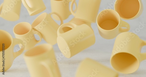 Yellow cups on the background 