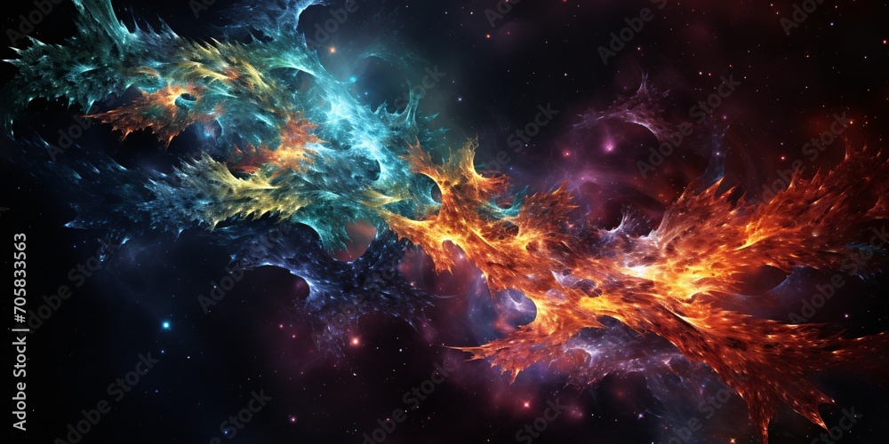 Fototapeta premium A vibrant and colorful space background with a purple and green nebula Generative AI
