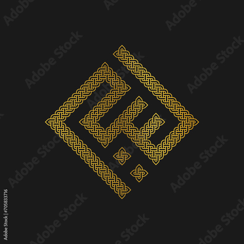 Laila Arabic female name in kufi arabic calligraphy with celtic style. Identity vector logo.