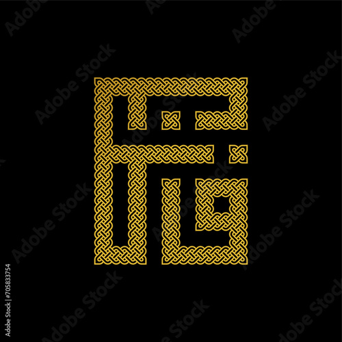 Fatin Arabic female name in kufi arabic calligraphy with celtic style. Identity vector logo.