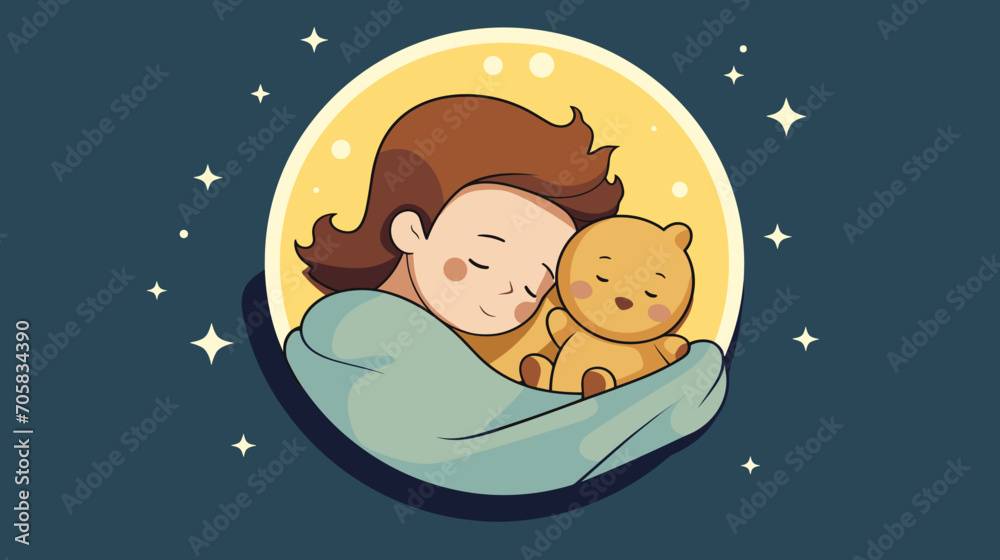 sweetness of naptime and bedtime routines in a vector art piece showcasing babies peacefully sleeping, cuddled with soft blankets or plush toys. 