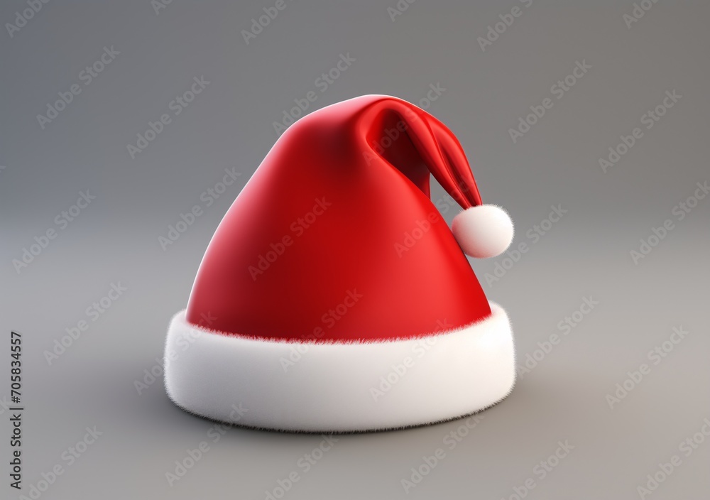 Red Santa Hat with White Trim Generative AI