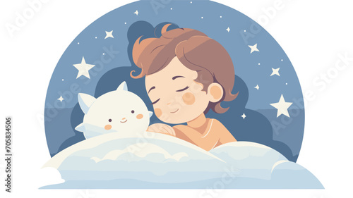 sweetness of naptime and bedtime routines in a vector art piece showcasing babies peacefully sleeping, cuddled with soft blankets or plush toys. 