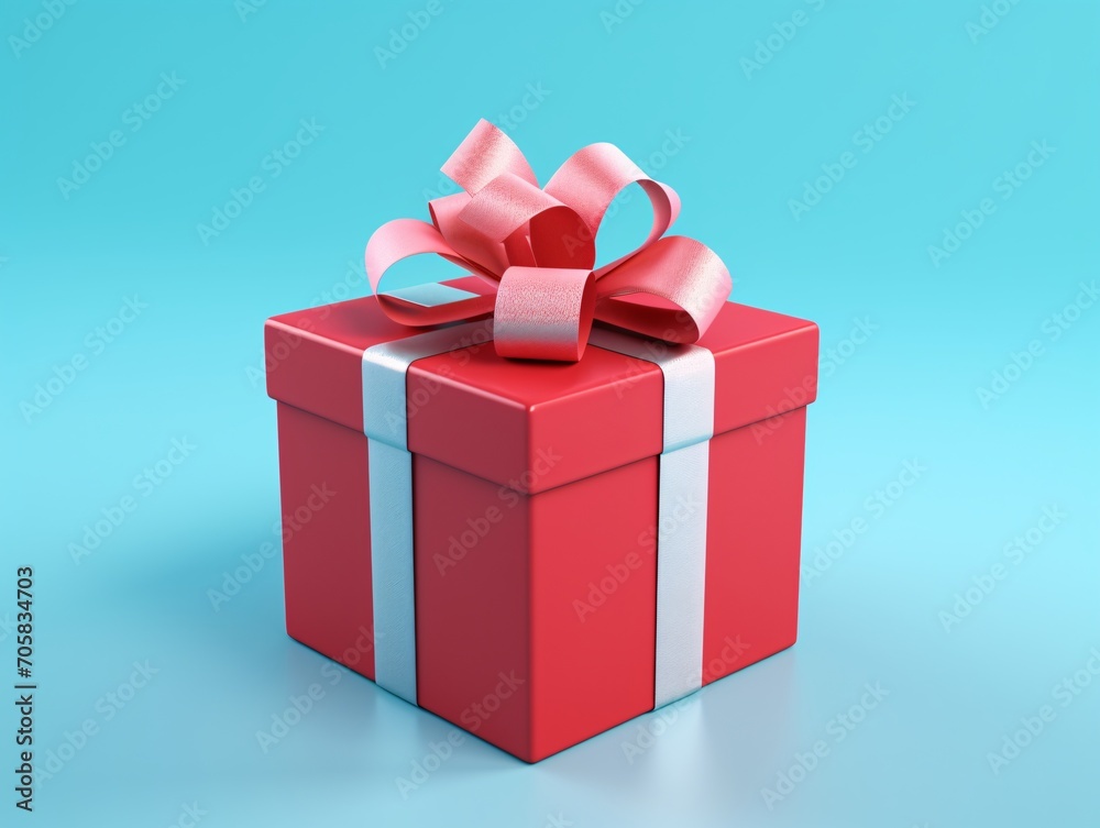 Obraz premium Red Gift Box with Pink Ribbon Generative AI