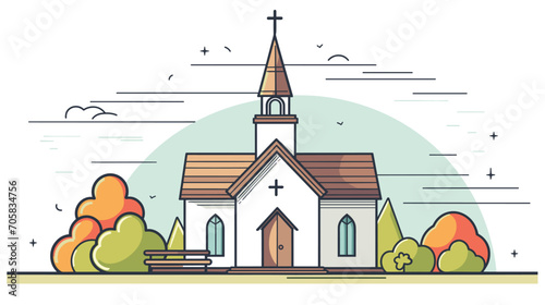 educational and inspirational aspects of a church in a vector art piece showcasing individuals engaged in Bible study, theological discussions, and inspirational talks.  photo