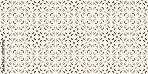 Seamless pattern with abstract black and white flower geometric shapes, snowflake silhouettes. Minimalist floral vector background. Simple elegant minimal texture. Repeat geo design for decor, print #705834795