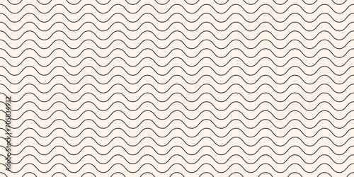 Subtle horizontal thin wavy lines seamless pattern. Black and white vector texture with curvy waves, stripes. Simple abstract minimal background. Elegant minimalist repeat ornament. Modern geo design