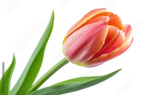 close up of beautiful fresh tulip isolated on white background. 