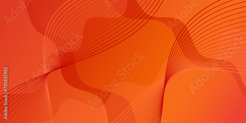 Abstract background with waves for banner. Medium banner size. Vector background with lines and shapes. Red and orange color. Brochure, booklet