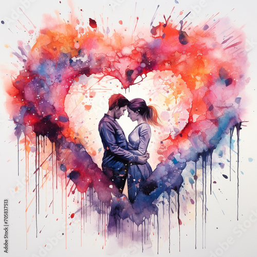 Love-themed watercolor splashes