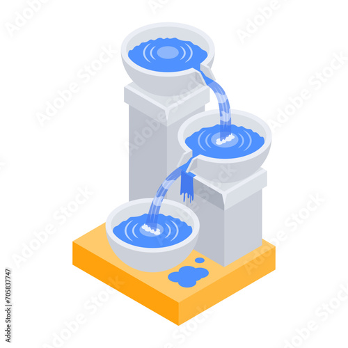 Water Fountain Sculptures Isometric Icon