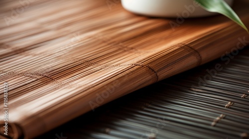 a bamboo wood  showcasing its unique striated pattern and smooth surface  symbolizing resilience and eco-friendly design.