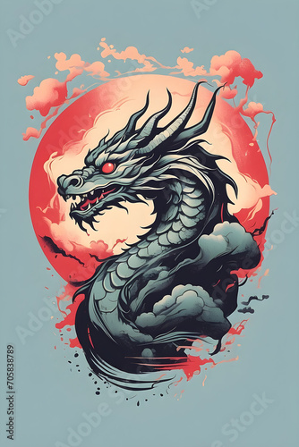 An abstract shape mascot logo dragon, vector graphic style