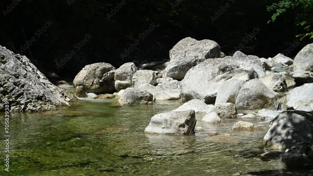 Pond of a stony mountain stream with clean water Pond of a stony mountain stream with clean water