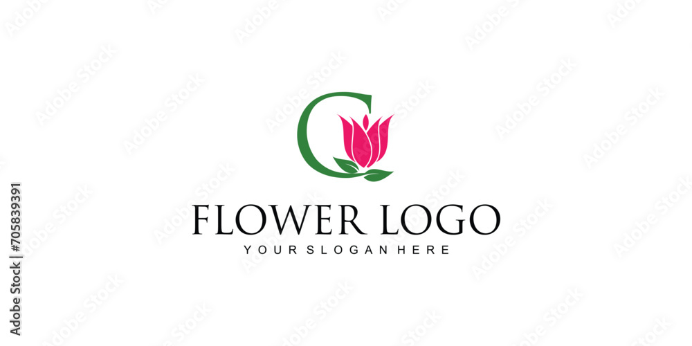 Fototapeta premium Creative flower logo design with combination letter from A to Z|rose logo| premium vector