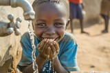 African Child Grateful For Tap Water, Fighting Hunger Worldwide