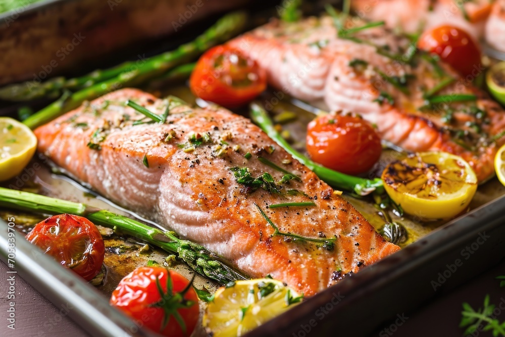 Baked Salmon With Asparagus, Tomatoes, And Herbs Baked Salmon With Asparagus, Tomatoes, And Herbs