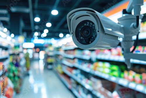 Cctv Camera Monitoring Supermarket photo