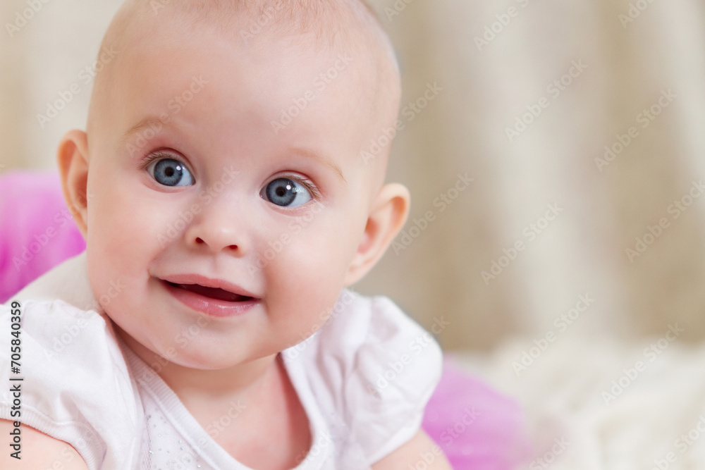 Portrait of the six month old baby indoor Portrait of the six month old baby indoor
