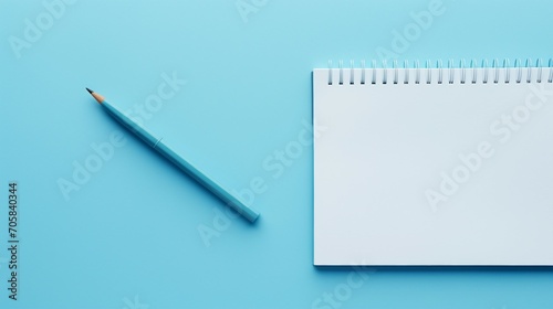 Minimalist Workspace with Open Blue Reminder and Pen - Top View Office Supplies Concept for Business and Creativity