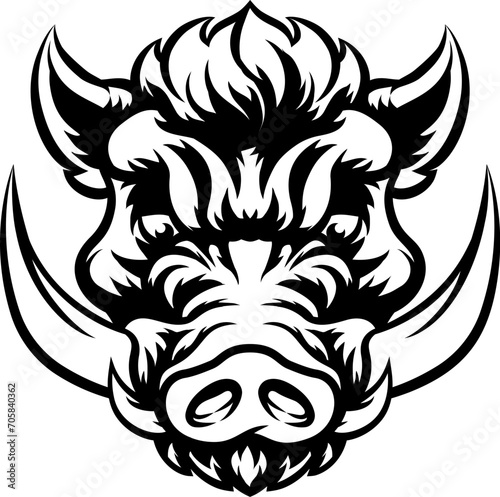A wild boar hog razorback warthog sports mascot cartoon pig character