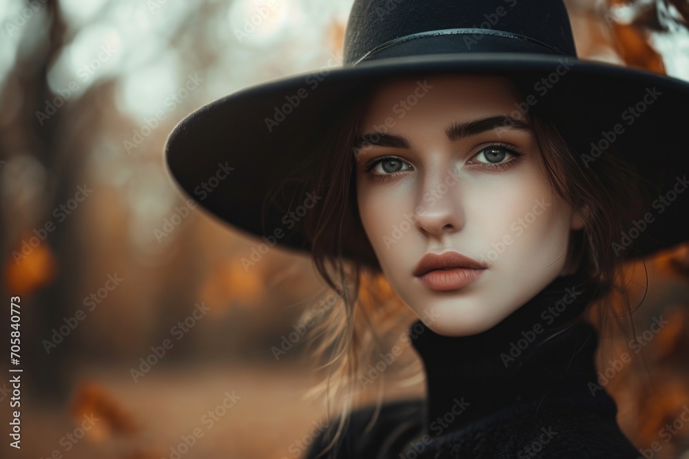 Exquisite Fashionable Portrait Of A Youthful Woman In An Outdoor Setting