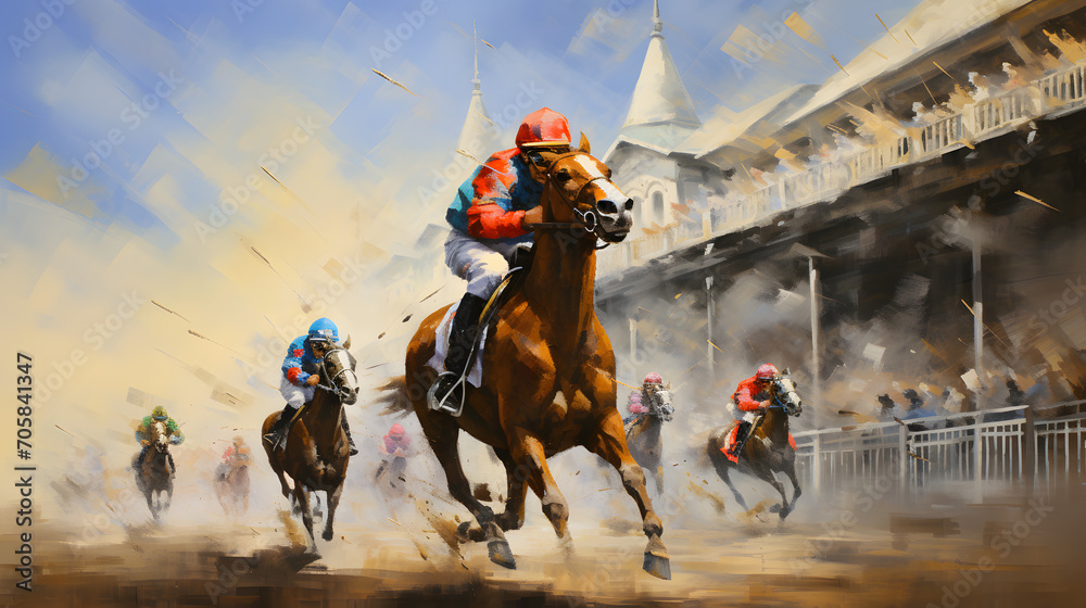 horse racing painting 