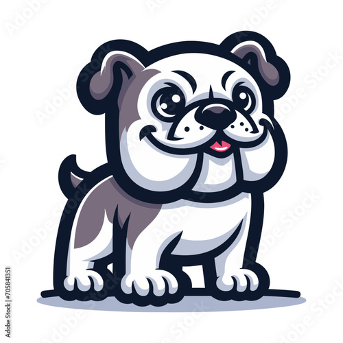 Cute cartoon bulldog puppy mascot character design vector, logo template isolated on white background