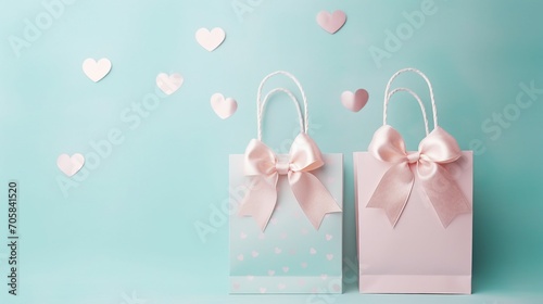 Elegant Top View Photo of Two Small White Gift Boxes with Cut Ribbons, Perfect for Christmas and Holiday Celebrations - Festive Surprise and Decoration Concept