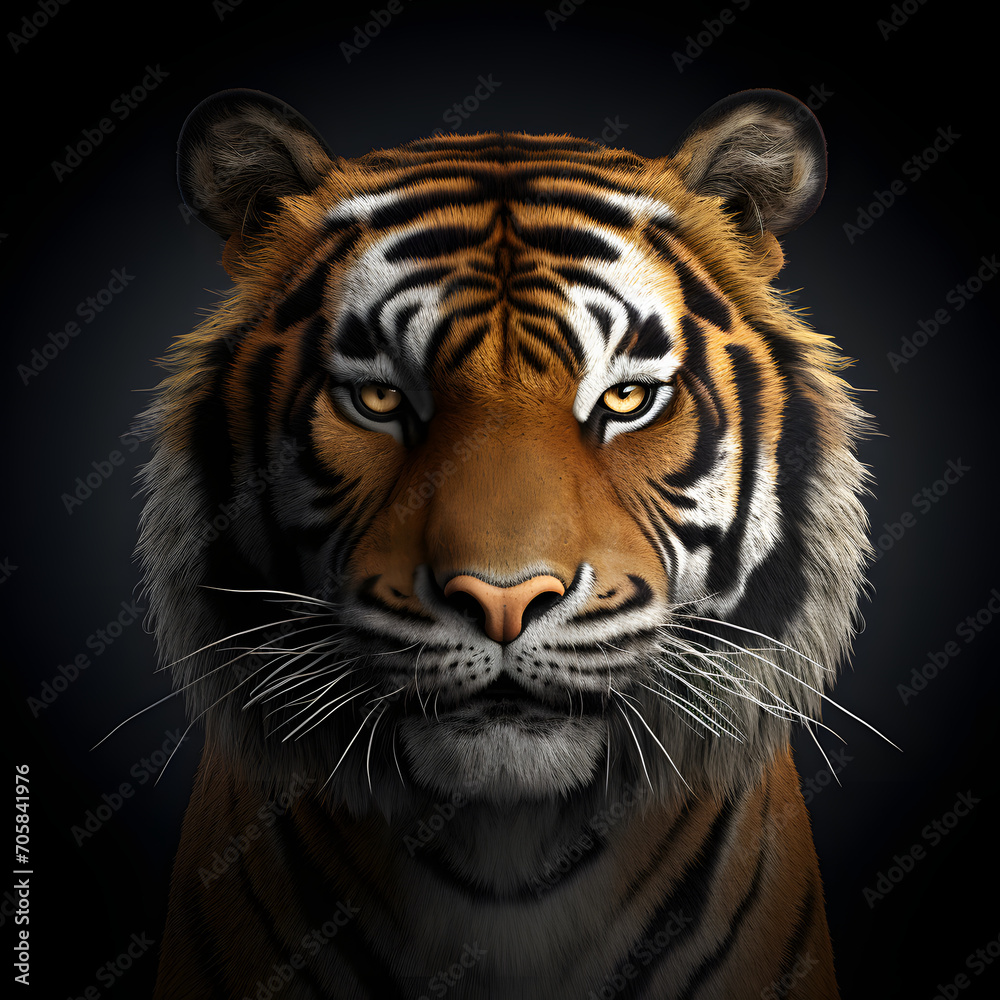Fototapeta premium portrait of a tiger with grey background