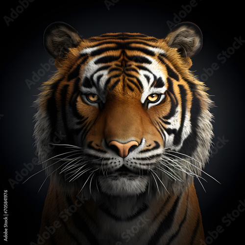 portrait of a tiger with grey background
