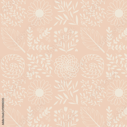 Pattern with gentle tones. Plant elements. Vector illustration. For print.
