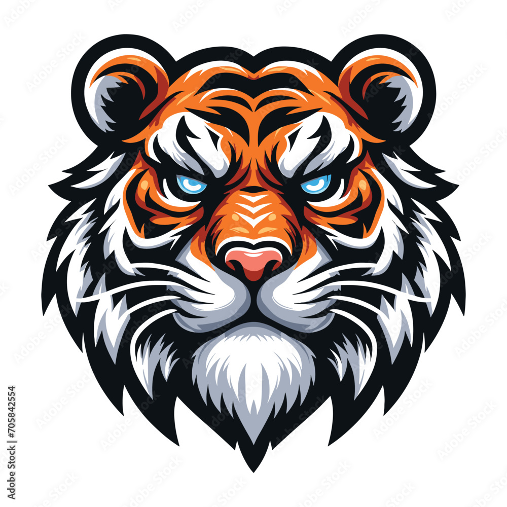 wild animal tiger head face mascot design vector illustration, logo template isolated on white background wild animal tiger head face mascot design vector illustration, logo template isolated on white background