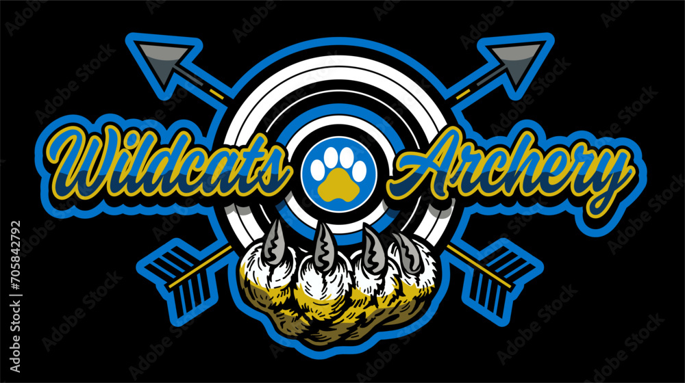 Naklejka premium archery team design with wildcat mascot claw for school, college or league sports