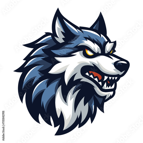 Wild brave animal wolf dog fox head face mascot design vector illustration, logo template isolated on white background