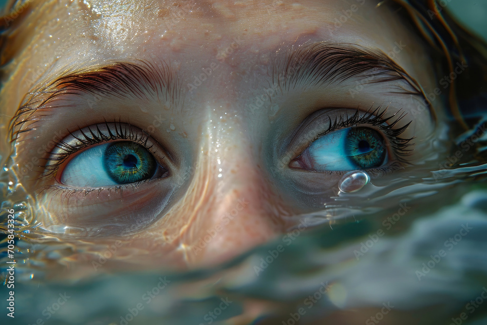 Aquatic Serenity: Female Eyes Below Aquatic Serenity: Female Eyes Below