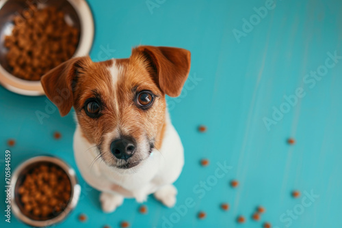 Portrait of Expectant Pup: Festive Feeding Frenzy
